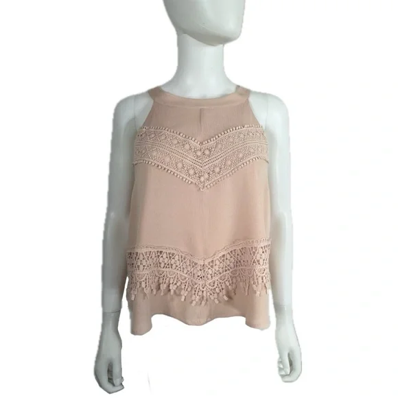 California Moonrise Blush Pink Lace Halter Blouse - Picture 1 of 7